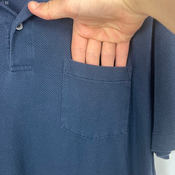 Mack Weldon Vesper Polo Shirt L Navy Blue Mesh Knit FLAW - Picture 5 of 11